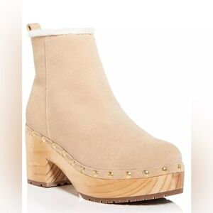 Aqua Spain Suede Block Heel Studded Clog Boots - NWT